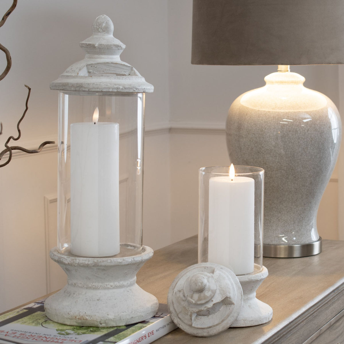 Glass Candle Holder - WHITE