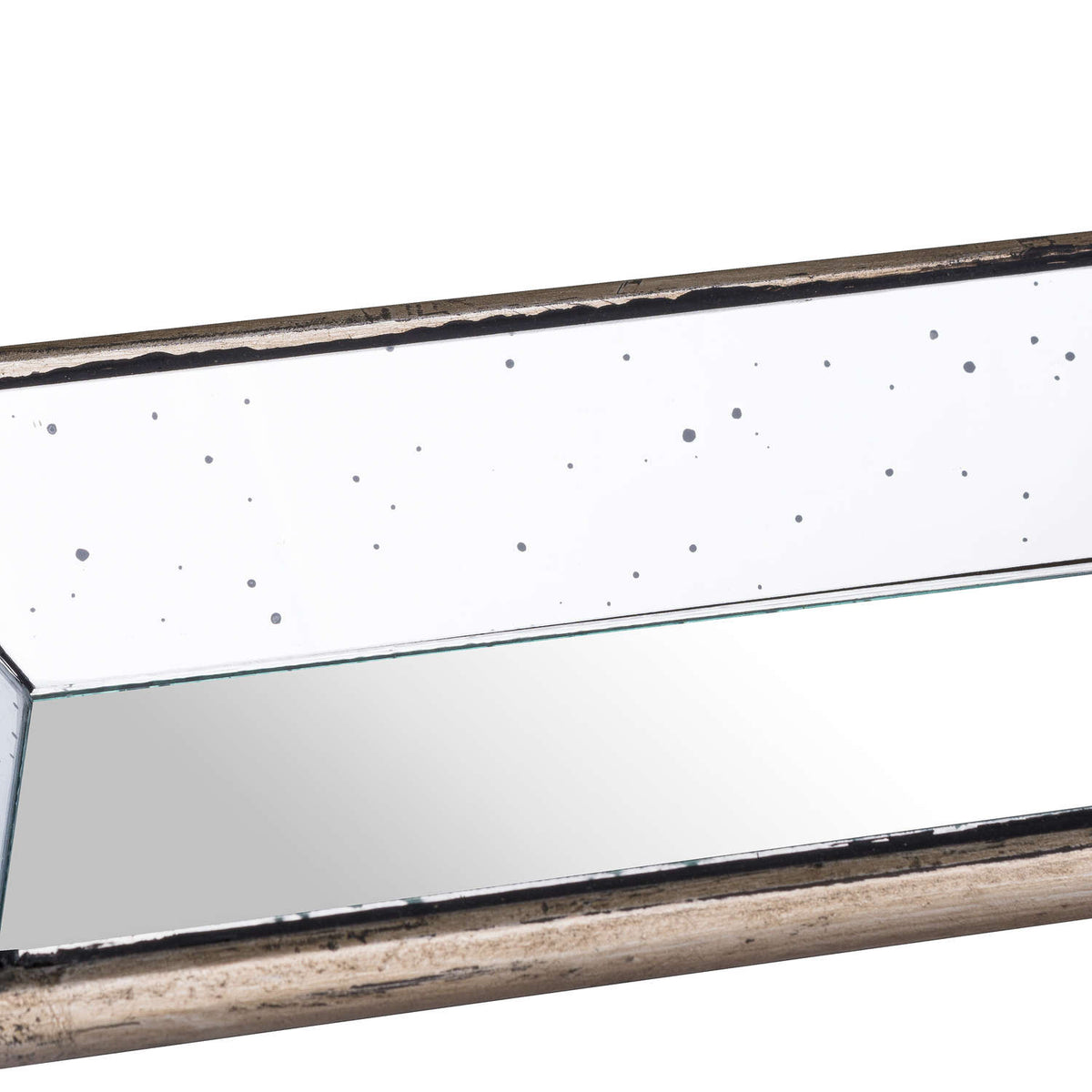 Astor Distressed Mirrored Display Tray With Wooden Detailing - BROWN