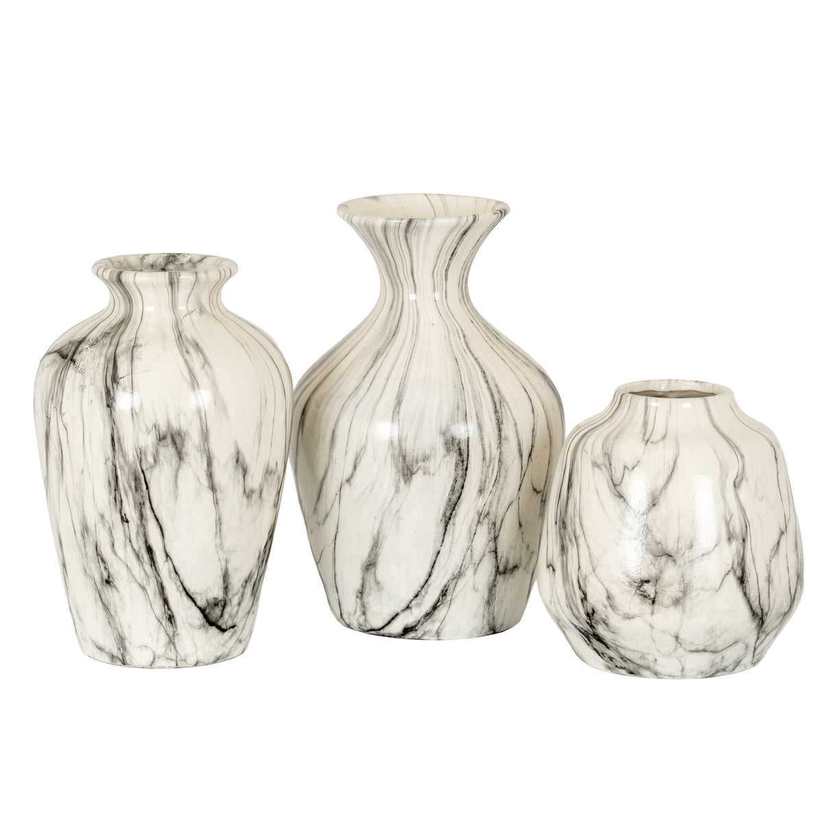 Marble Effect Olpe Vase - WHITE