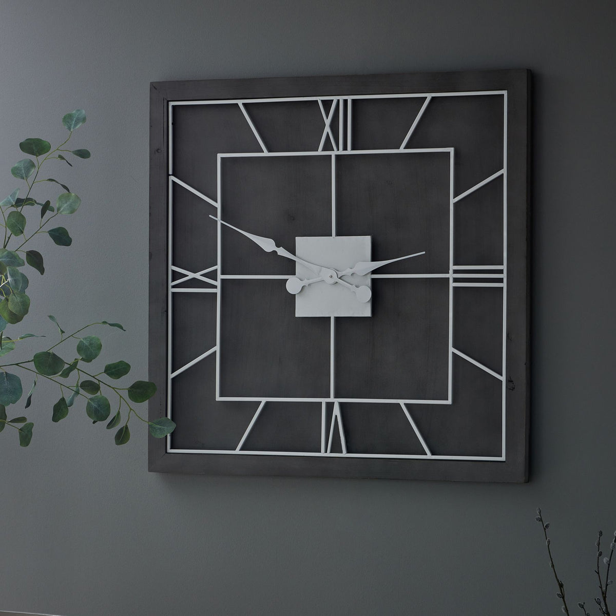 Williston Grey Square Wall Clock - SILVER
