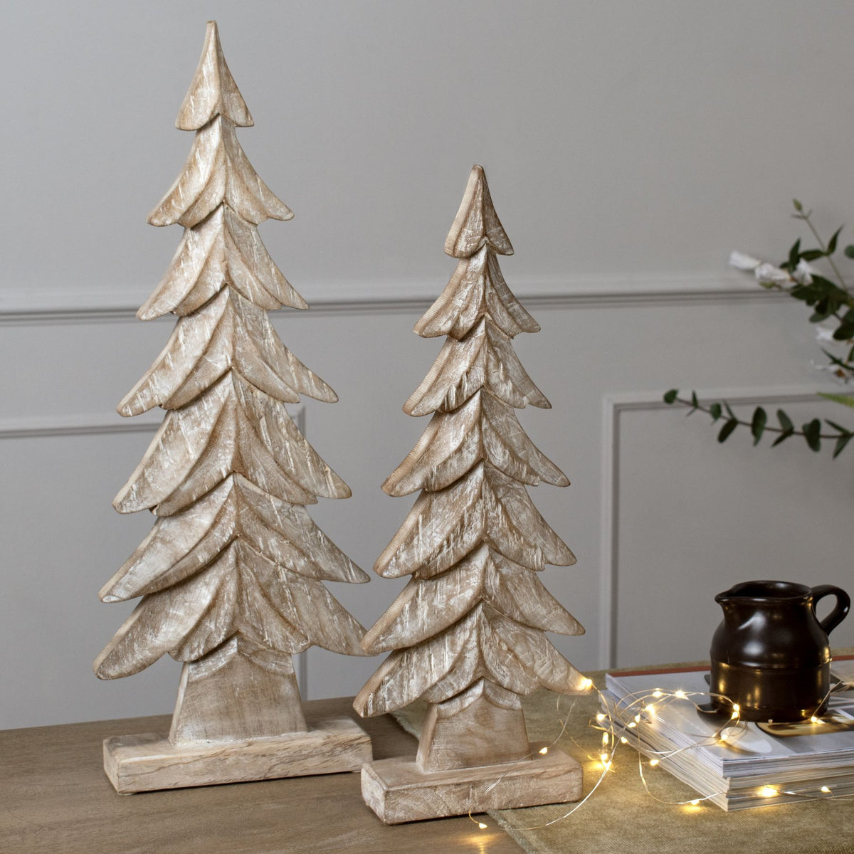 Carved Wood Large Christmas Tree - BROWN