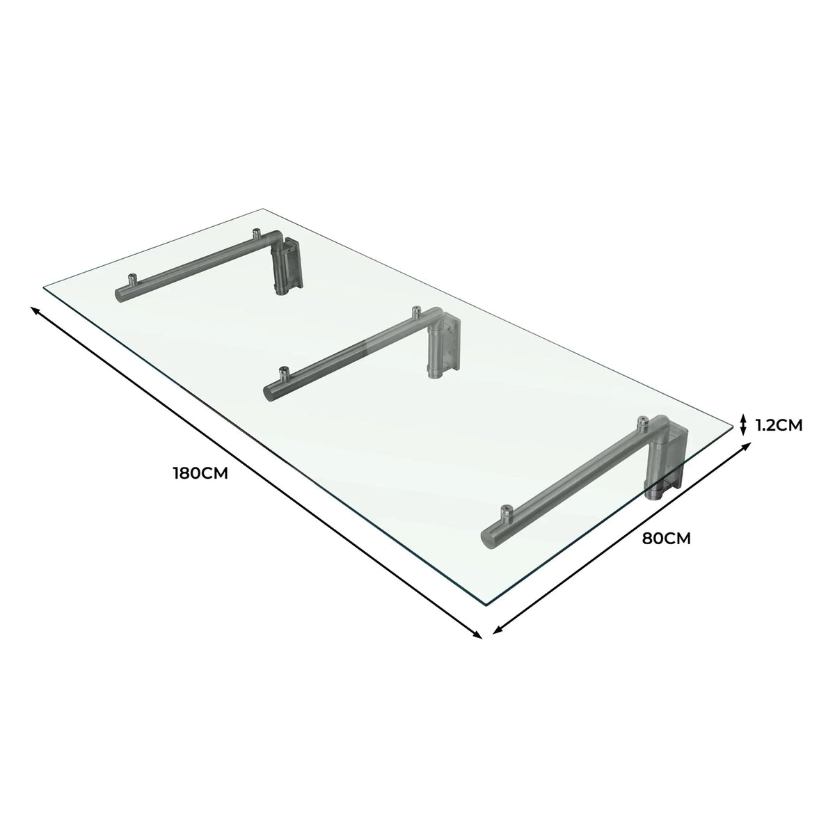 Glass Door Canopy & Brackets - 180cm W x 80cm D