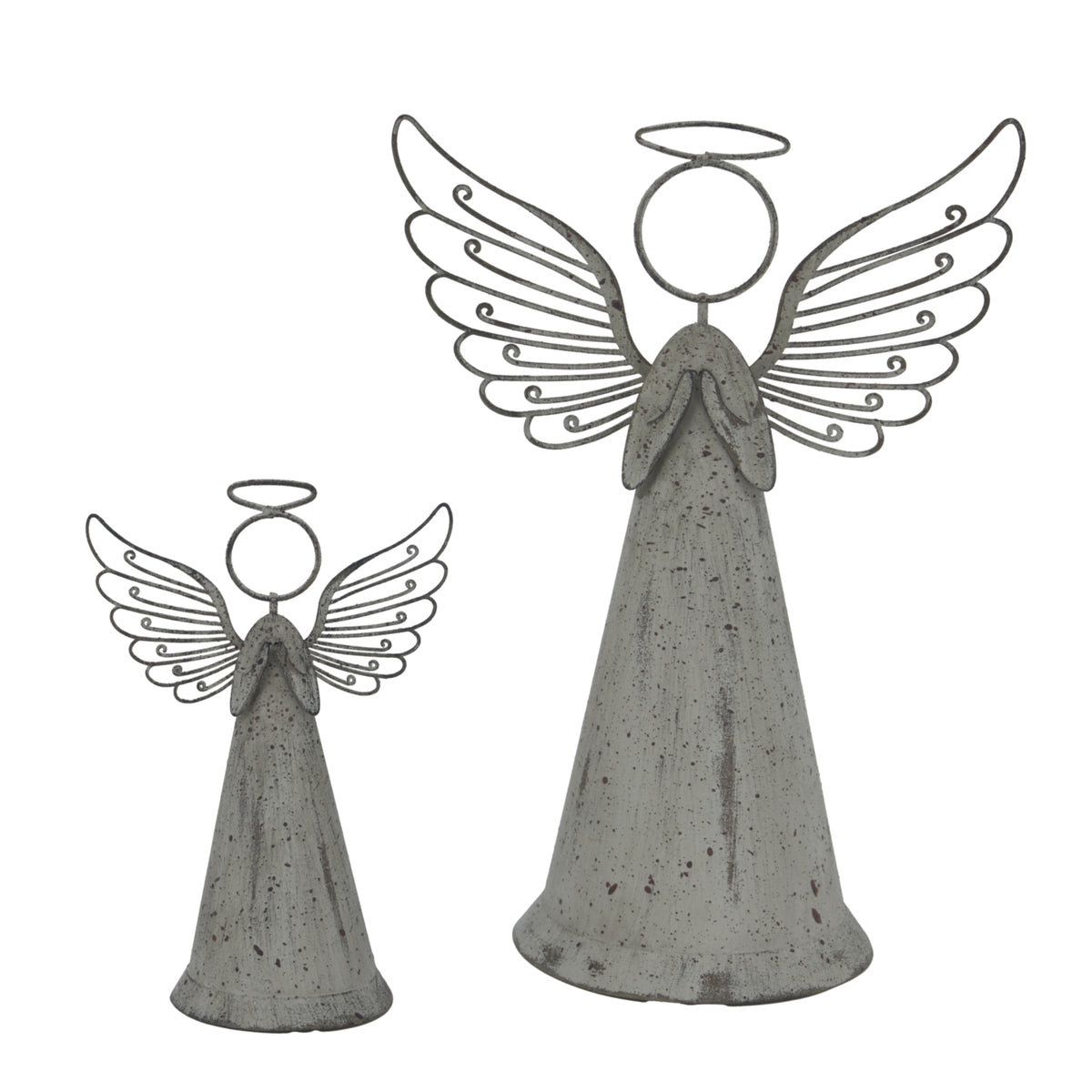 Large Rustic Metal Standing Angel - BROWN