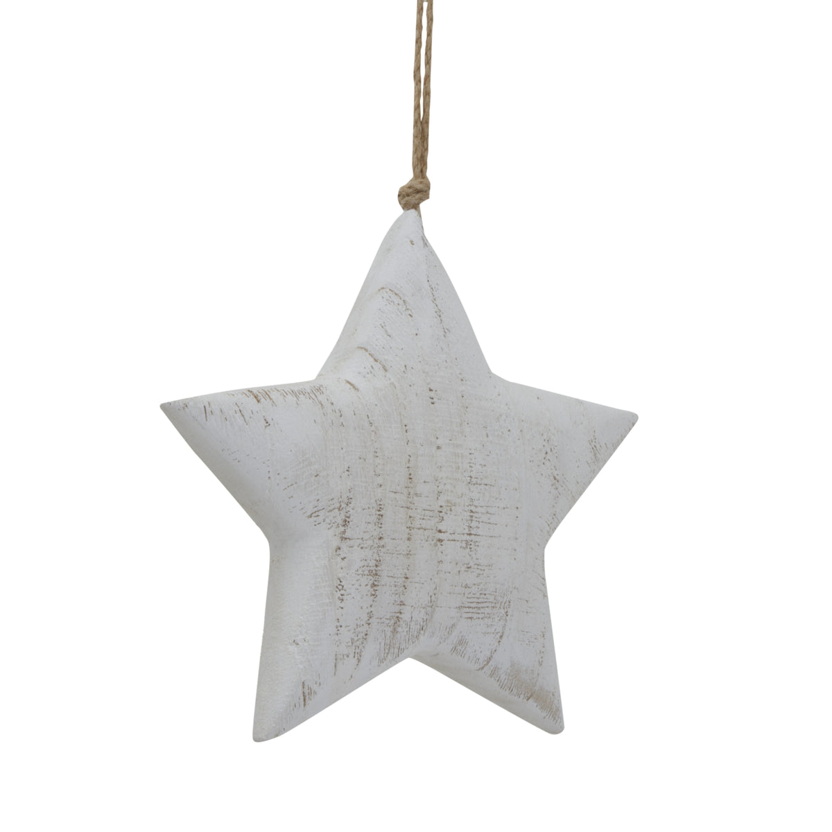 Large Whitewashed Rustic Hanging Star - WHITE