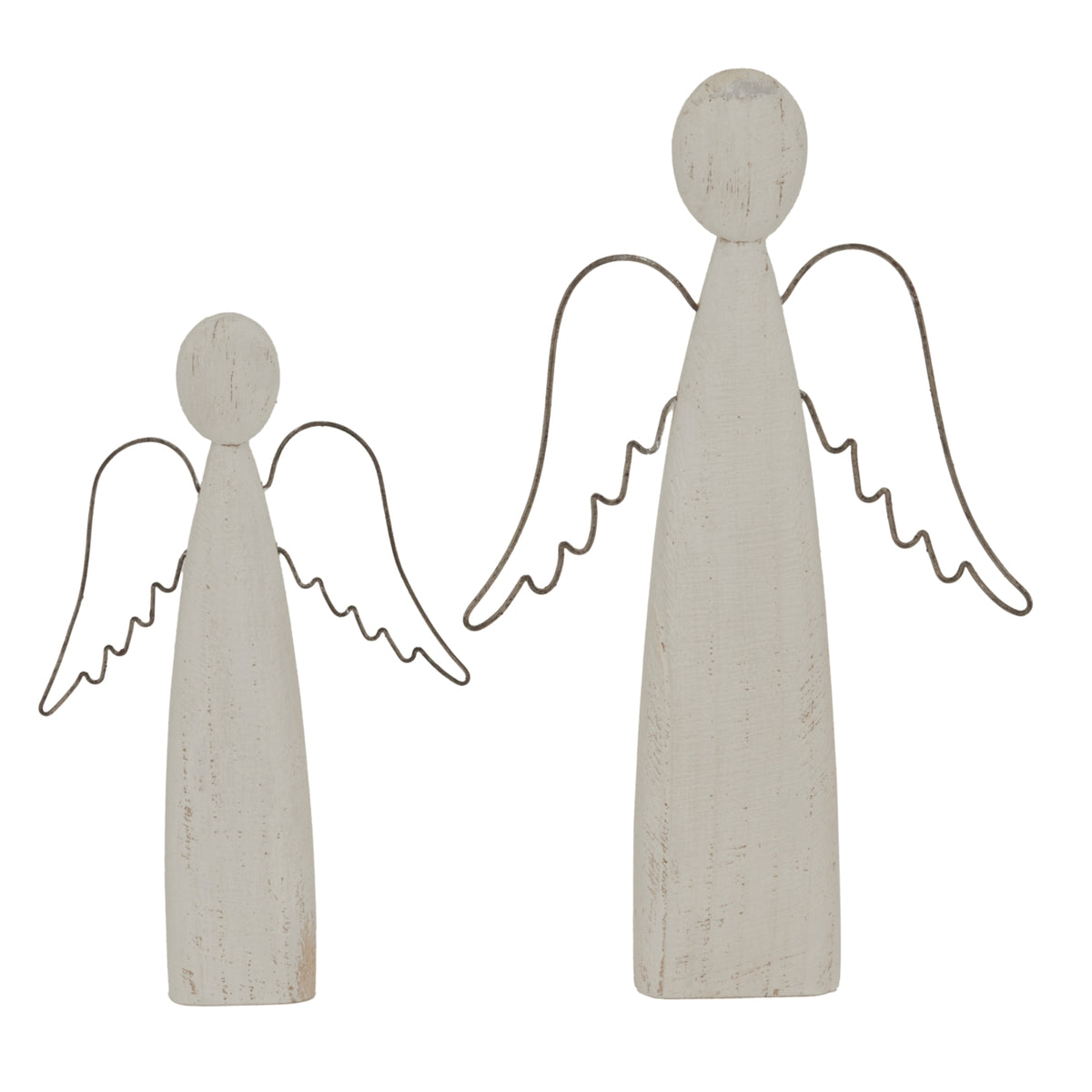 Whitewashed Rustic Standing Angel - WHITE