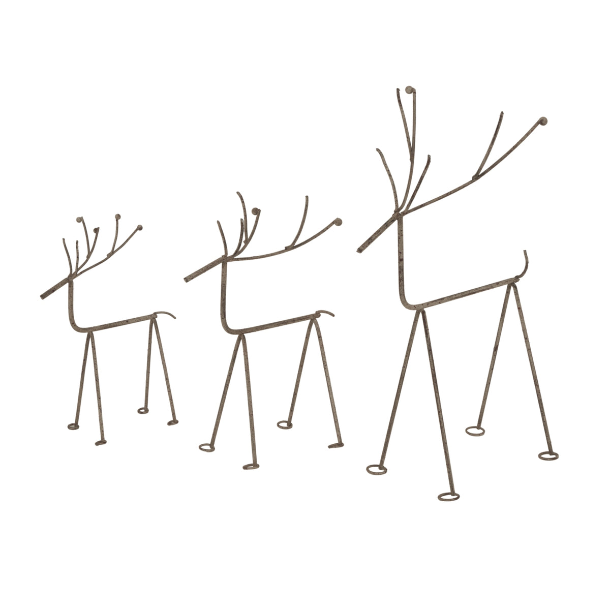 Rustic Metal Reindeer On Stand - SILVER