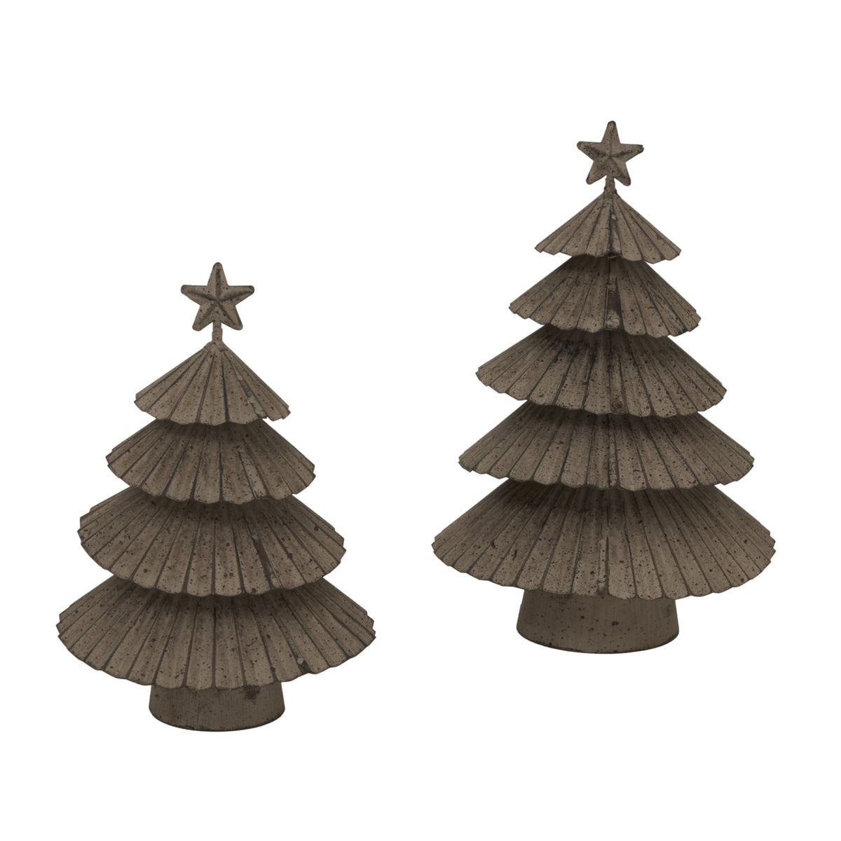 Large Rustic Metal Layered Tree With Star - SILVER