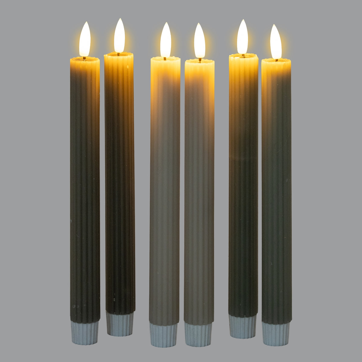 Luxe Collection Natural Glow Sage Ribbed Taper Candles