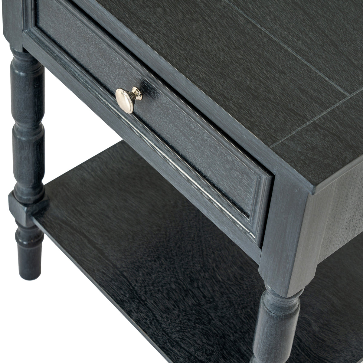 Contour Collection 1 Drawer Side Table - BLACK