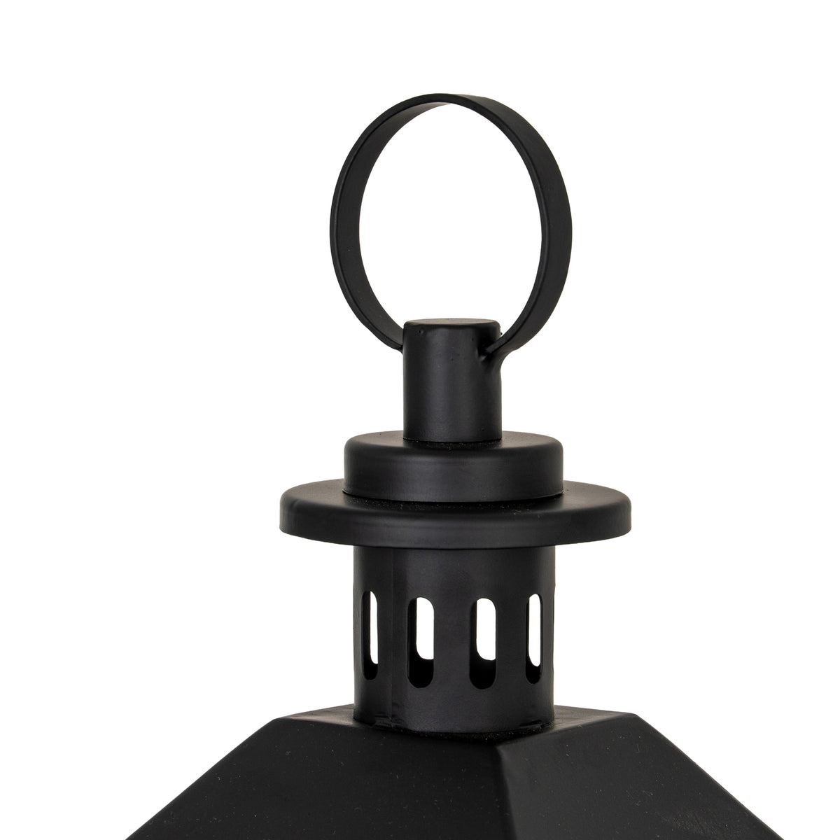 Astra Large Lantern With Glass Candle Holder - BLACK