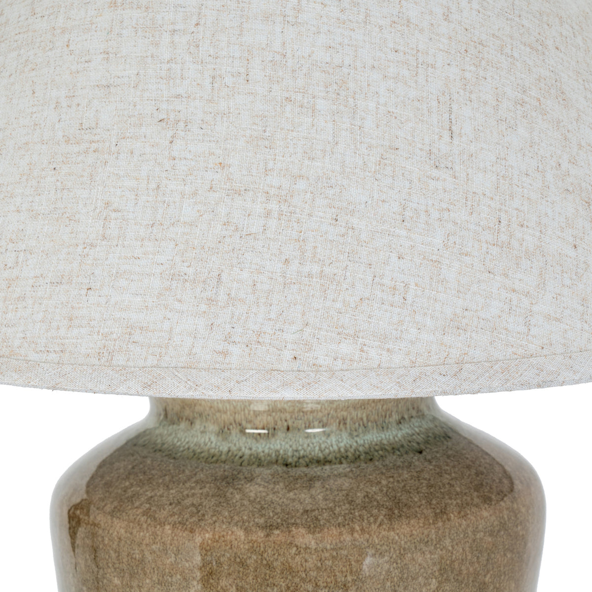 Mottura Ceramic Table Lamp With Edged Linen Shade - GREEN
