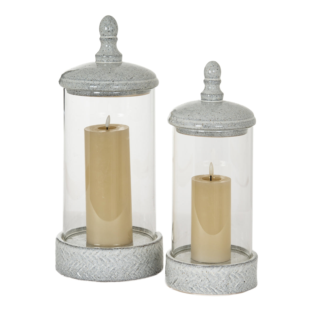 Sona Medium Hurricane Lantern With Lid - WHITE