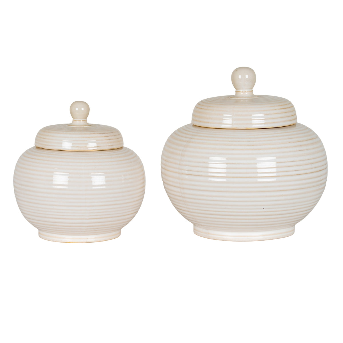 Neva Small Lidded Ceramic Jar - WHITE