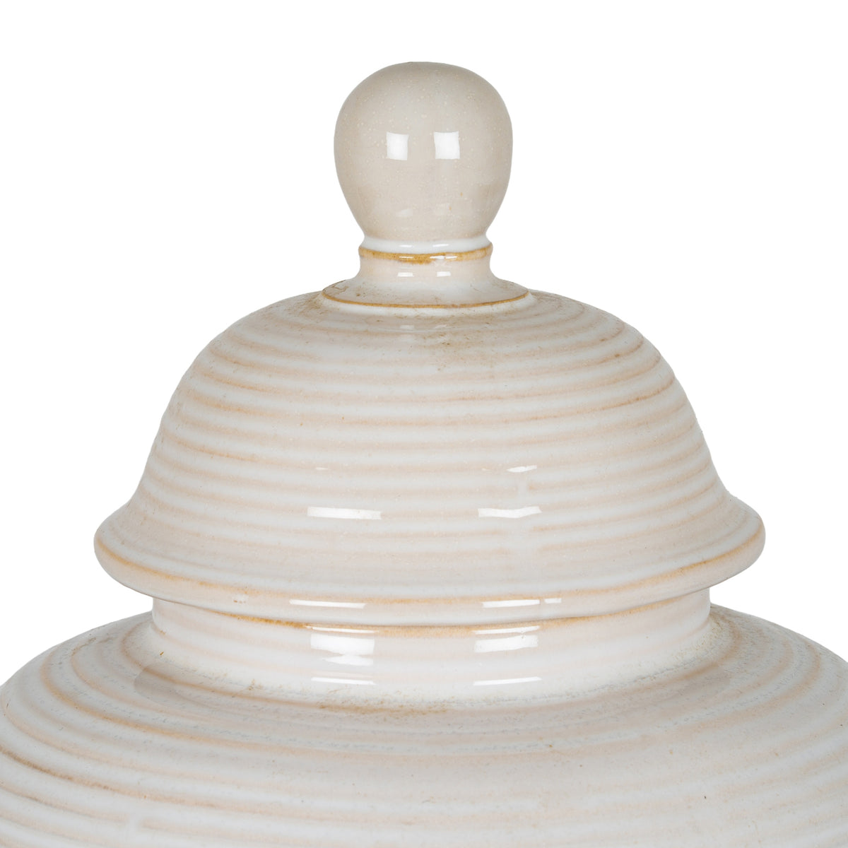 Neva Lidded Ceramic Ginger Jar - WHITE