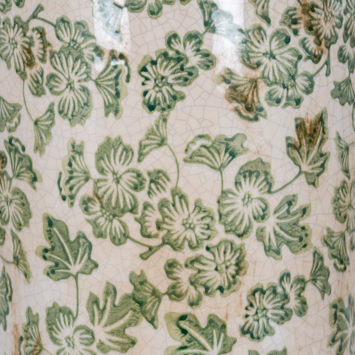 Large Green Clover Tall Olpe Vase - WHITE