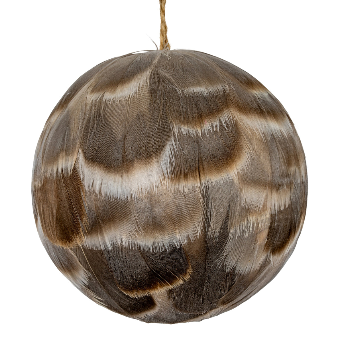 Medium Fawn Feathered Bauble - BROWN