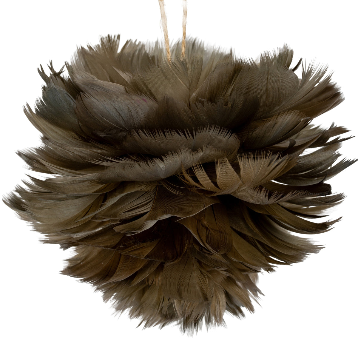 Medium Fawn Feather Ball Decoration - BROWN