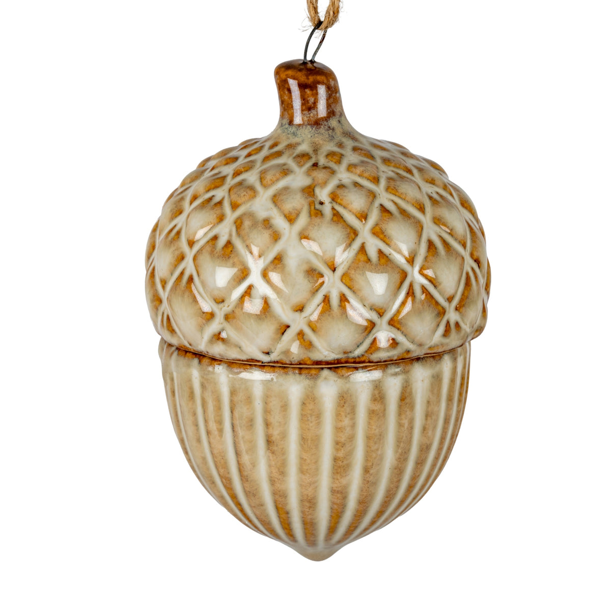 Hush Pinecone Ceramic Tree Ornament - WHITE