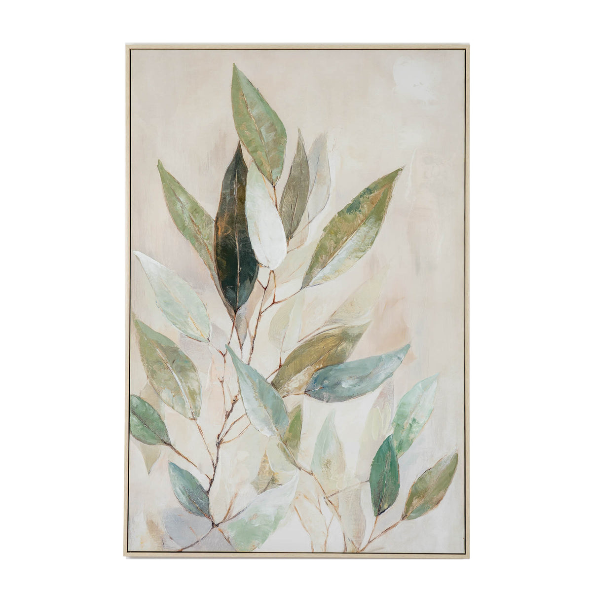 Willow Shade Handpainted Canvas in Frame - WHITE