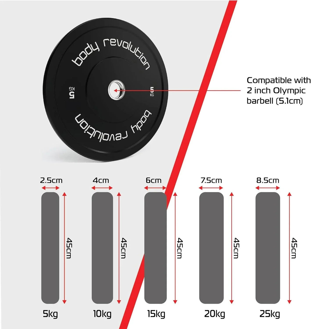 Body Revolution 2 x 10kg Black Olympic Bumper Plates