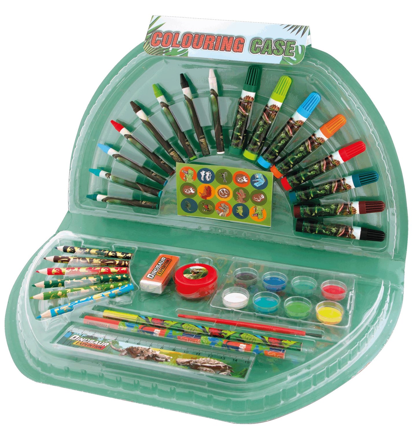 Dino Colouring Case half round - 51 pcs