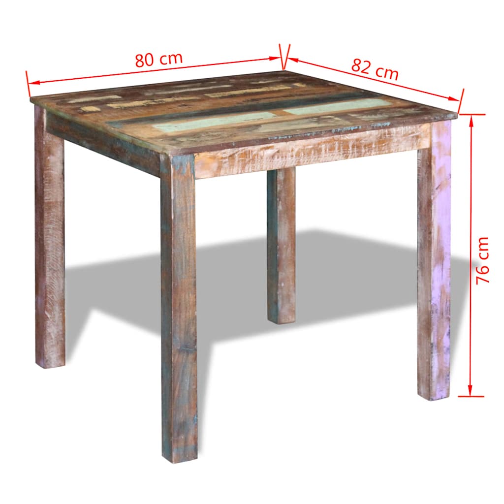 243452 vidaXL Dining Table Solid Reclaimed Wood 80x82x76 cm - Multicolour