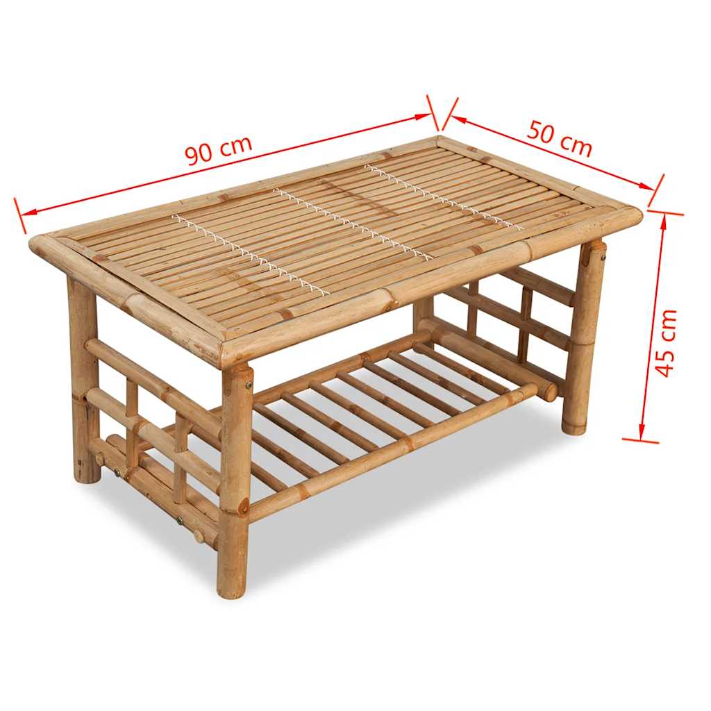 vidaXL Coffee Table Bamboo 90x50x45 cm - Brown