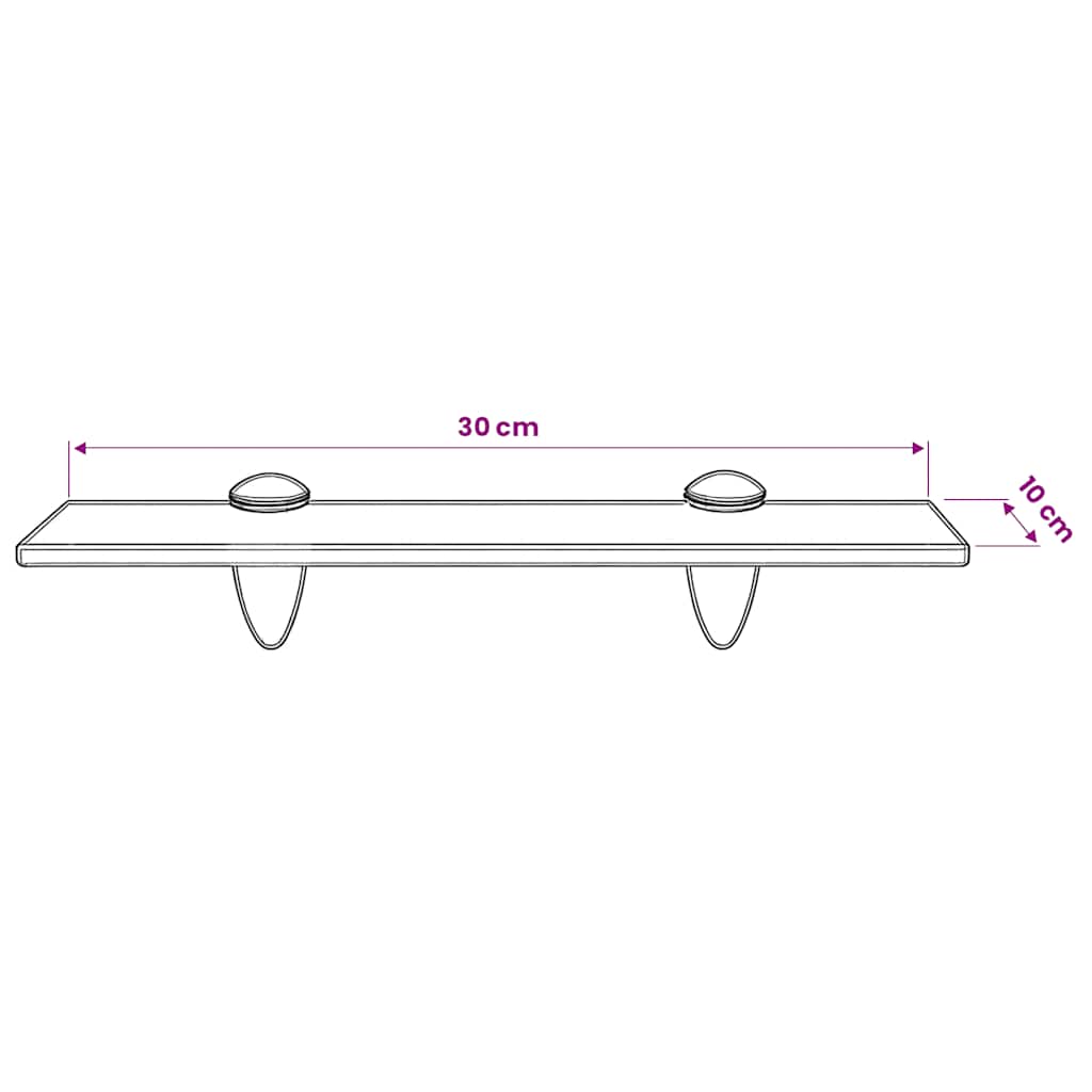 243770 vidaXL Floating Shelf Glass 30x10 cm 8 mm - Transpart - 30 x 10 x 0.8 cm