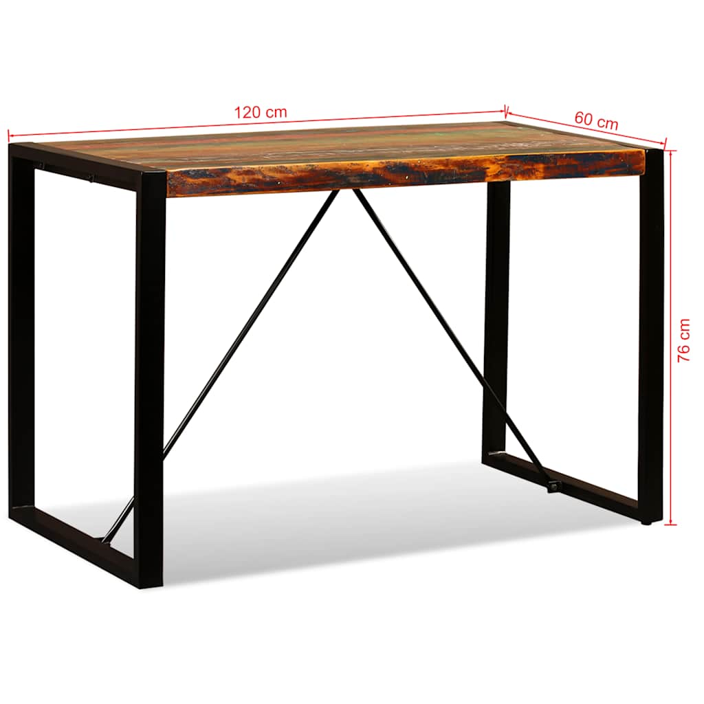 243998 vidaXL Dining Table Solid Reclaimed Wood 120 cm - Multicolour - 120 x 60 x 76 cm