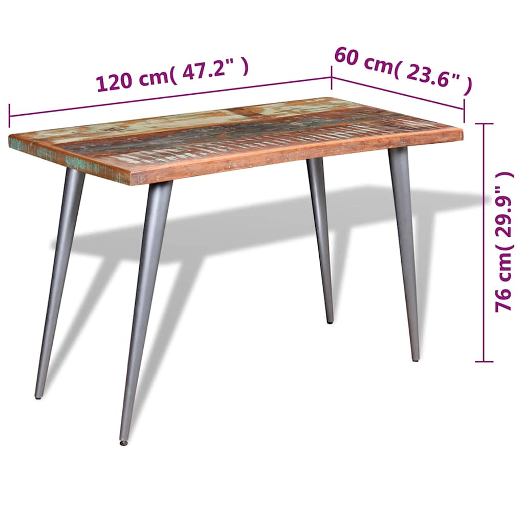 244242 vidaXL Dining Table Solid Reclaimed Wood 120x60x76 cm - Multicolour