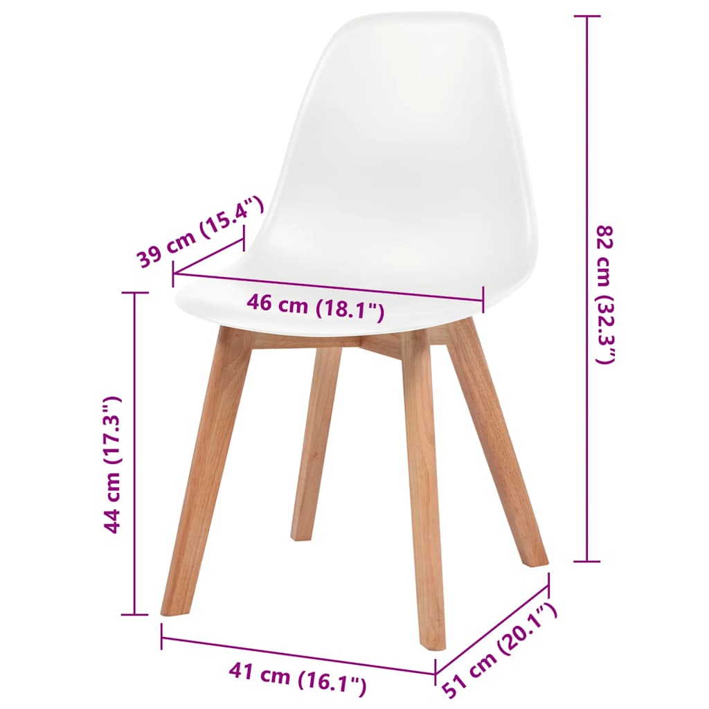 vidaXL Dining Chairs 4 pcs White Plastic - 51 x 82 x 46 cm