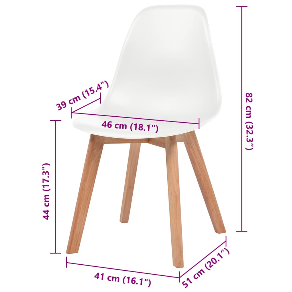 vidaXL Dining Chairs 6 pcs White Plastic - 51 x 82 x 46 cm