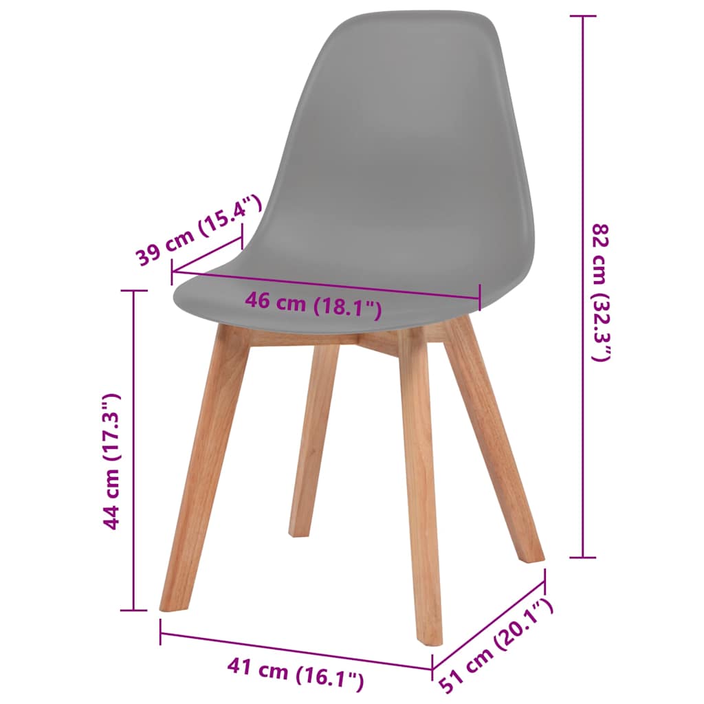 vidaXL Dining Chairs 4 pcs Grey Plastic - 51 x 82 x 46 cm