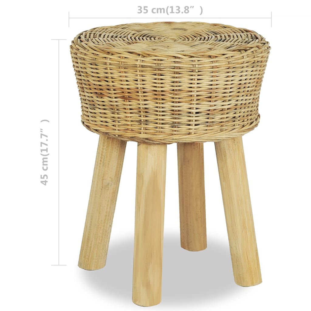 244578 vidaXL Bar Stool Natural Rattan - Brown - 35 x 45 x 35 cm