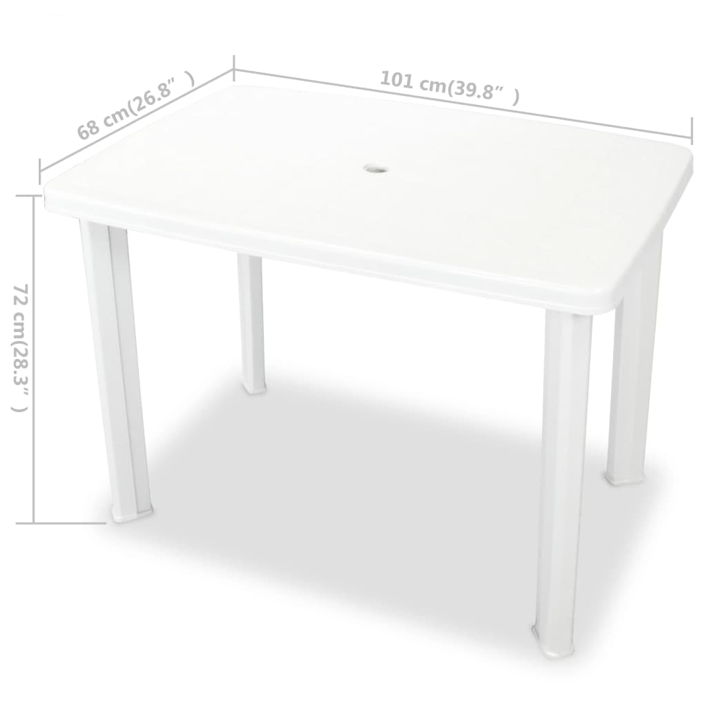 vidaXL Garden Table White 101x68x72 cm Plastic