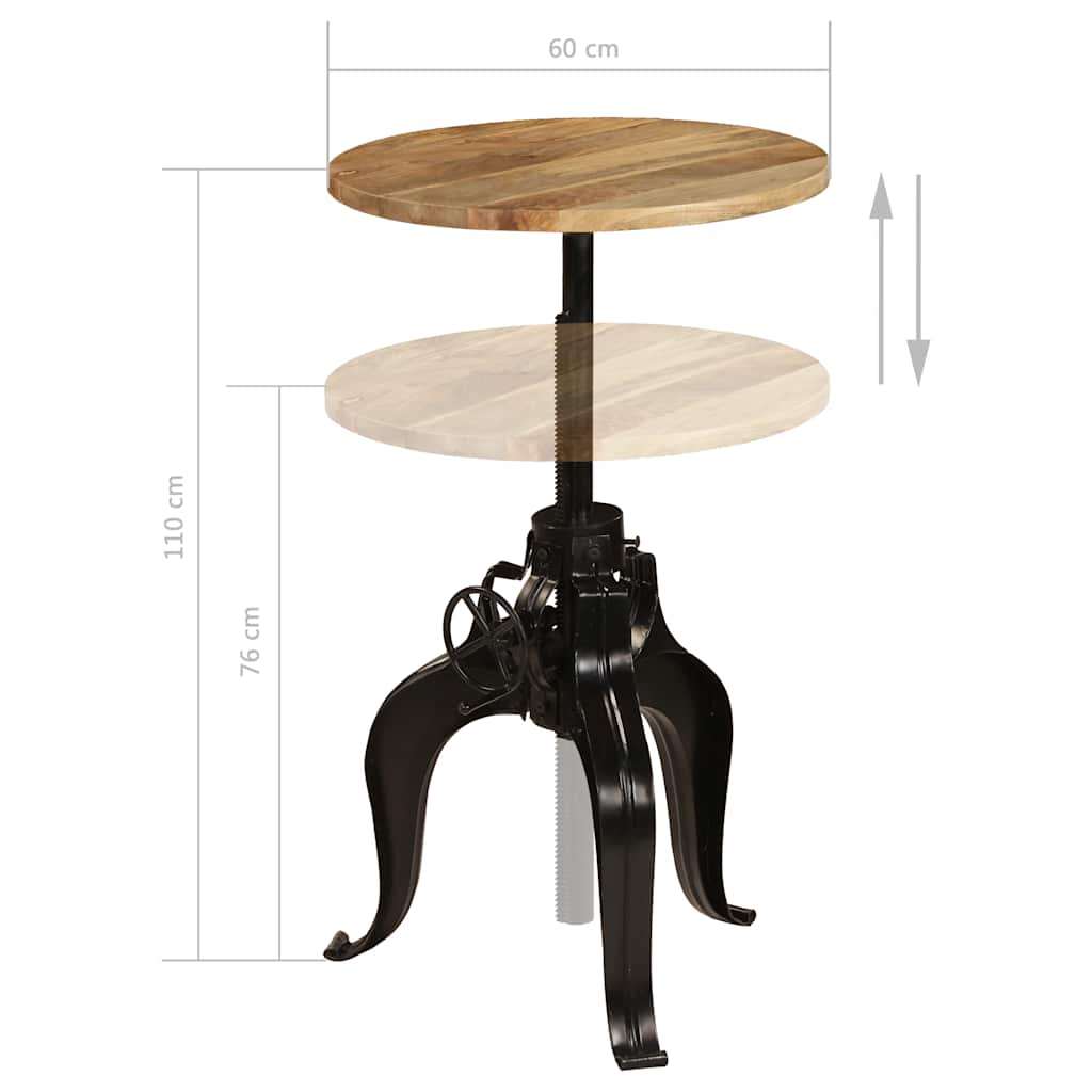 245266 vidaXL Bar Table Solid Mango Wood 60x(76-110) cm - Brown - 60 x 110 x 60 cm