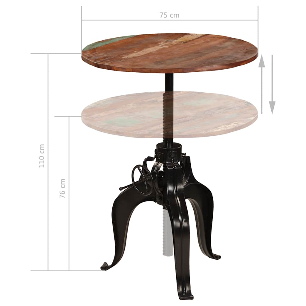 245269 vidaXL Bar Table Solid Reclaimed Wood 75x(76-110) cm - Brown - 75 x 110 x 75 cm