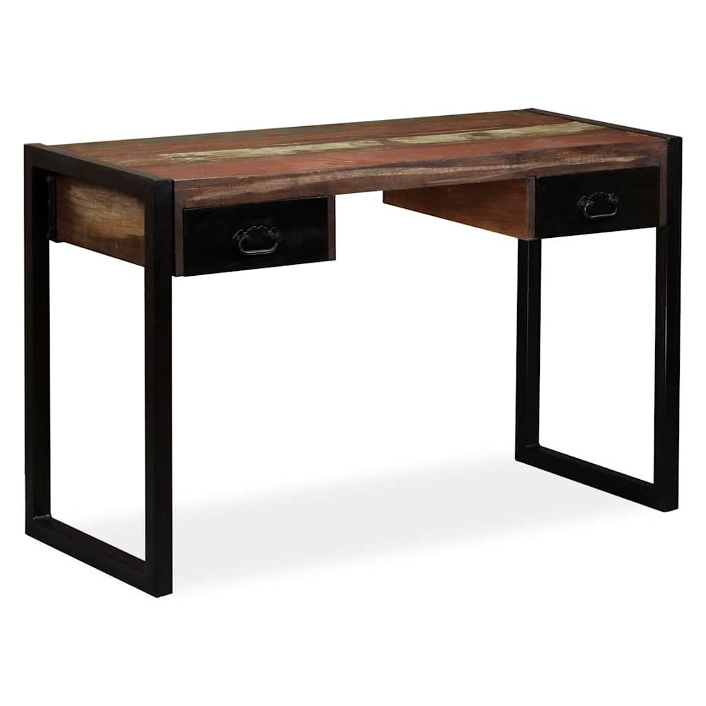 244905 vidaXL Desk with 2 Drawers Solid Reclaimed Wood 120x50x76 cm - Multicolour