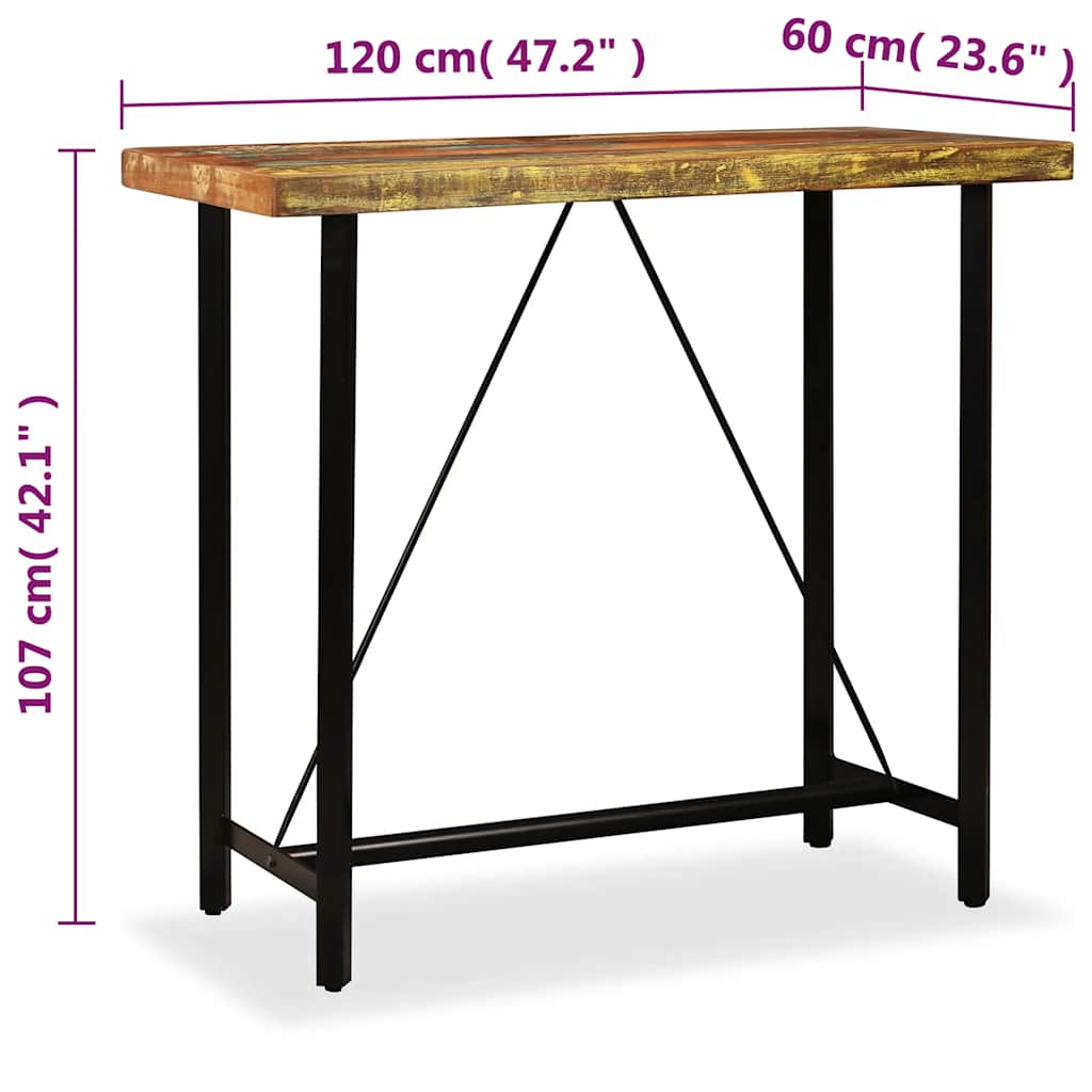 245440 vidaXL Bar Table Solid Reclaimed Wood 120x60x107 cm - Brown