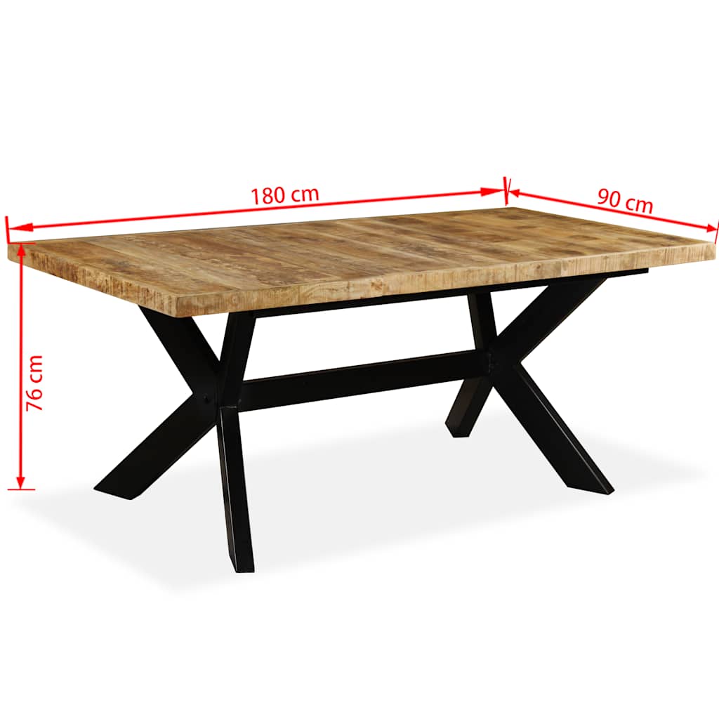 244805 vidaXL Dining Table Solid Mango Wood and Steel Cross 180 cm - Brown - 180 x 90 x 76 cm