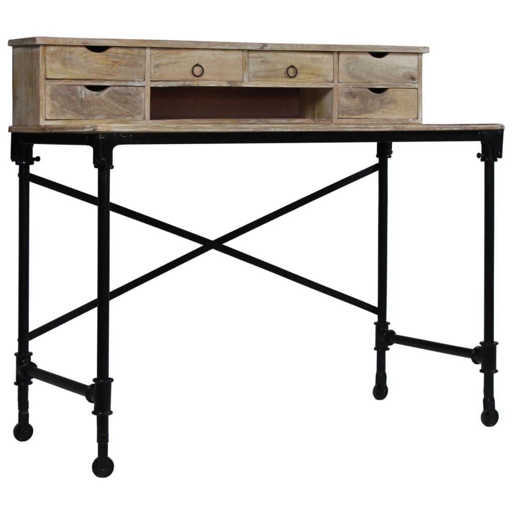 244947 vidaXL Writing Desk Solid Mango Wood and Steel 110x50x96 cm - Brown