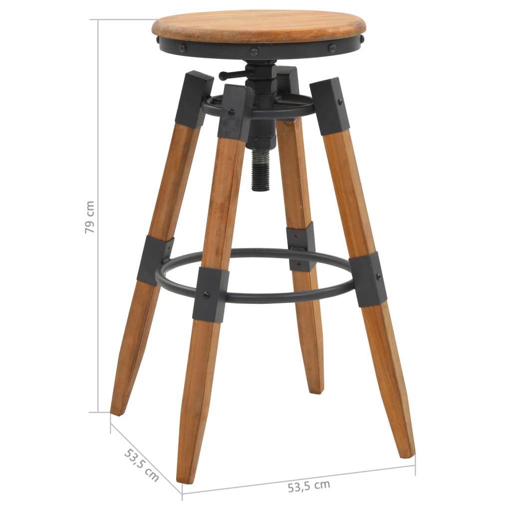 vidaXL Bar Stools 2 pcs Solid Fir Wood - Brown - 53.5 x 53.5 x 79 cm