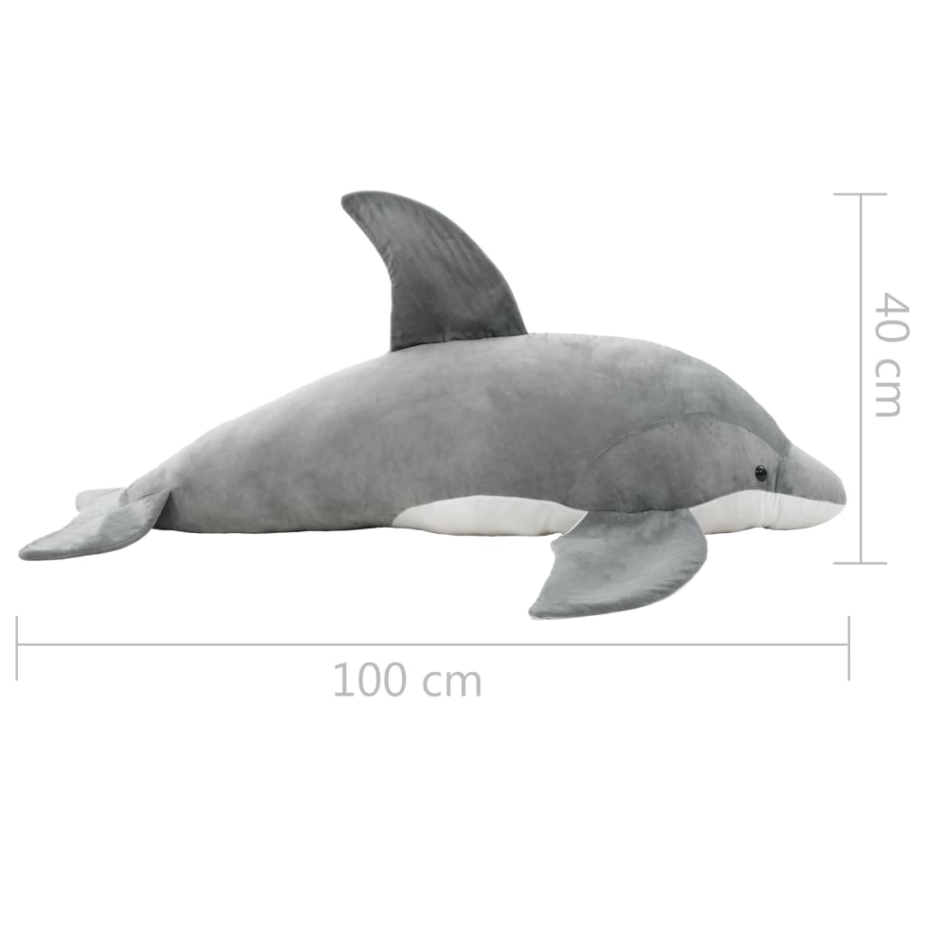 vidaXL Dolphin Cuddly Toy Plush Grey - 100 x 40 cm