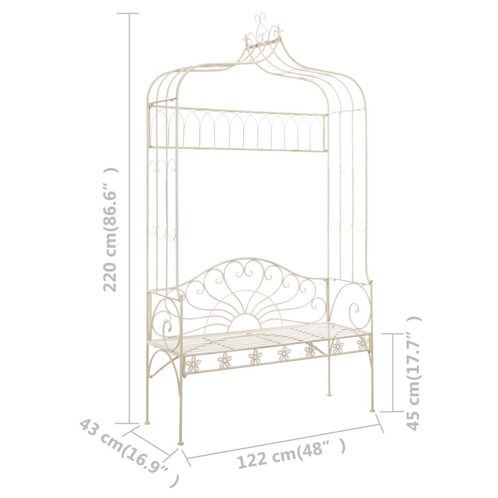 vidaXL Garden Bench 122 cm Iron Antique White