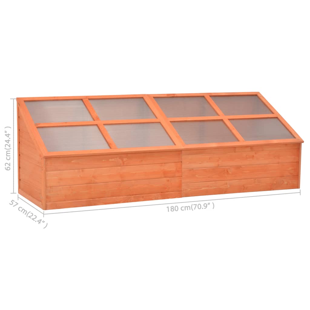 vidaXL Greenhouse | Natural Wood Tone | Wood | Large | Foldable | Greenhouse - Brown - 180 x 57 x 62 cm