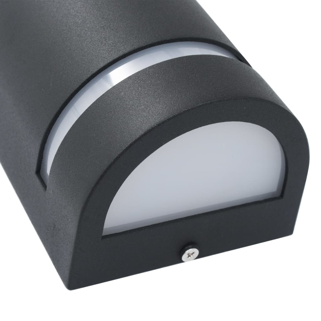 vidaXL Outdoor Wall Lights 2 pcs 35 W Black Half-round - 75 x 95 x 238 mm