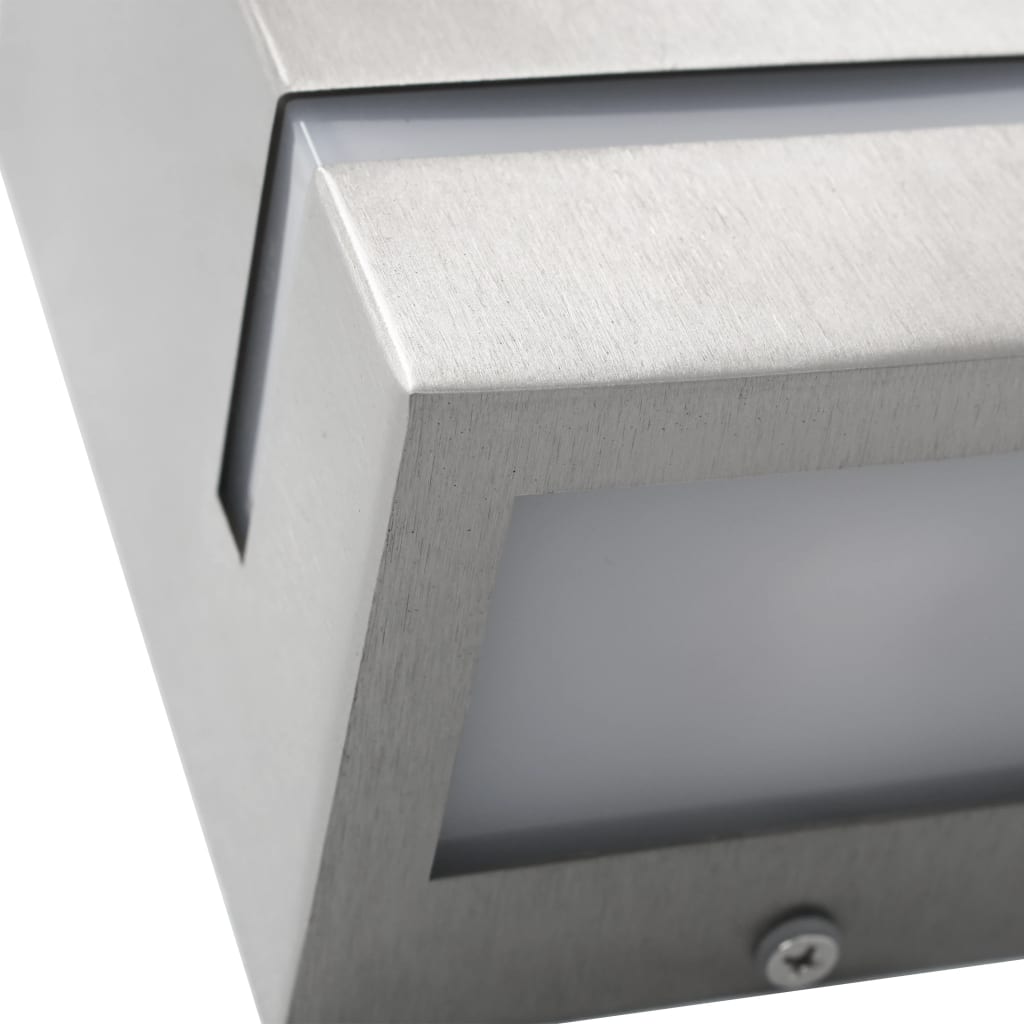 vidaXL Outdoor Wall Lights 2 pcs 35 W Silver Rectangular - 9.5 x 7.5 x 15 cm