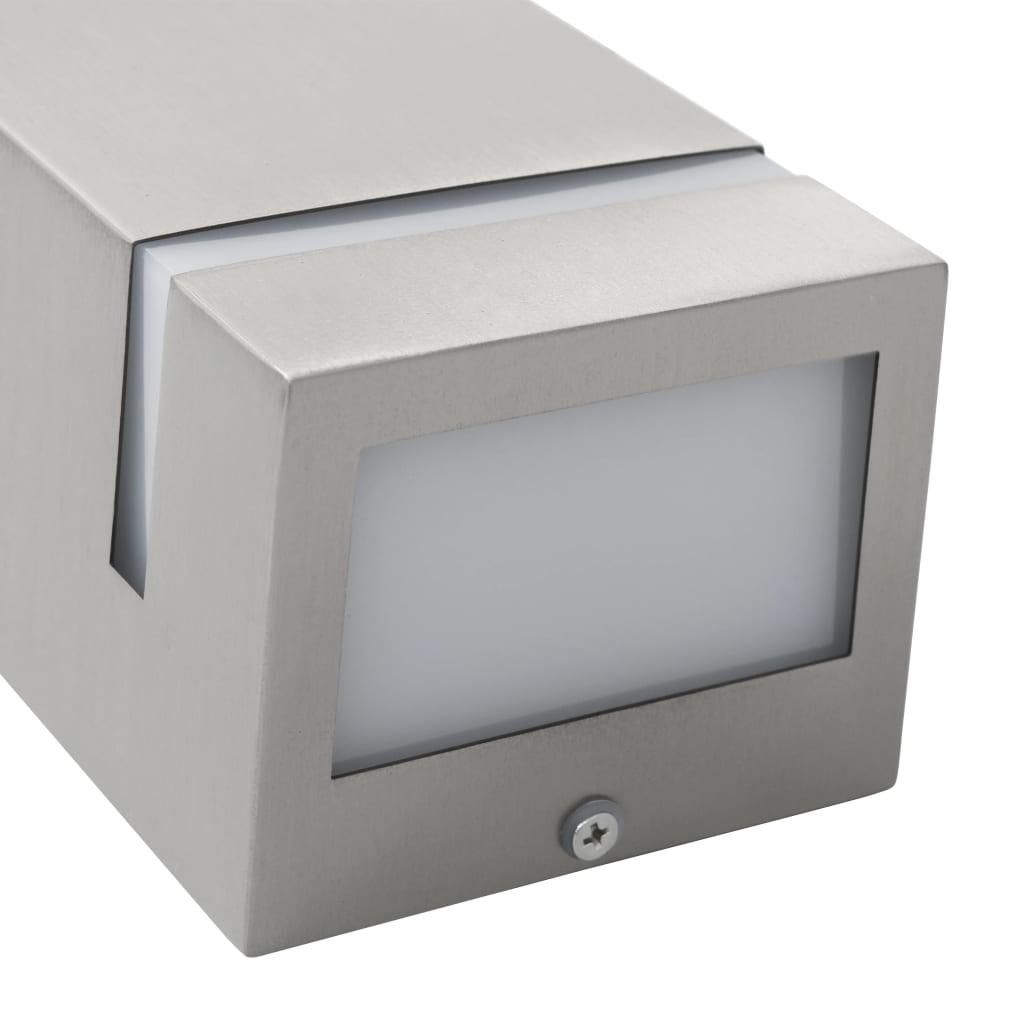 vidaXL Outdoor Wall Lights 2 pcs 35 W Silver Rectangular - 9.5 x 7.5 x 24 cm