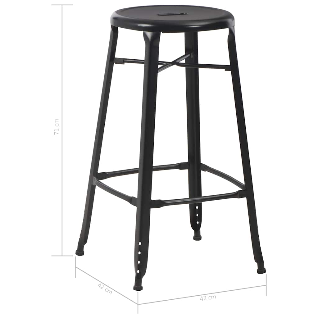 vidaXL Bar Stools 2 pcs Black Steel - 42 x 42 x 71 cm