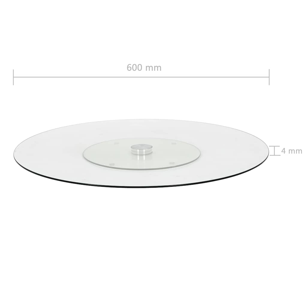 249498 vidaXL Rotating Serving Plate Transparent 60 cm Tempered Glass - Transpart - 0.4 cm
